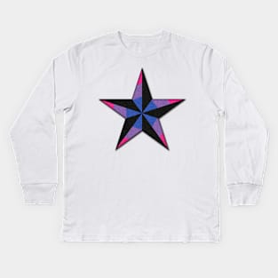 Bisexual Pride Flag Colored Nautical Star Kids Long Sleeve T-Shirt